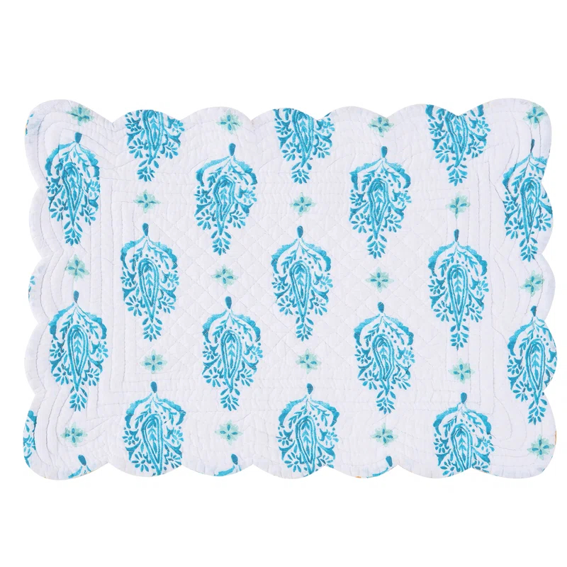 Highland Dunes Schmeling Terrace Medallion Cotton Quilted Rectangular Reversible Cotton Placemat (Set of 6)