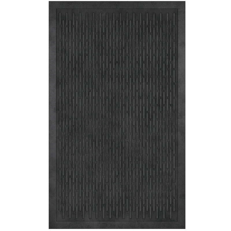 Ottomanson Easy clean, Waterproof Non-Slip Indoor/Outdoor Rubber Doormat, Black
