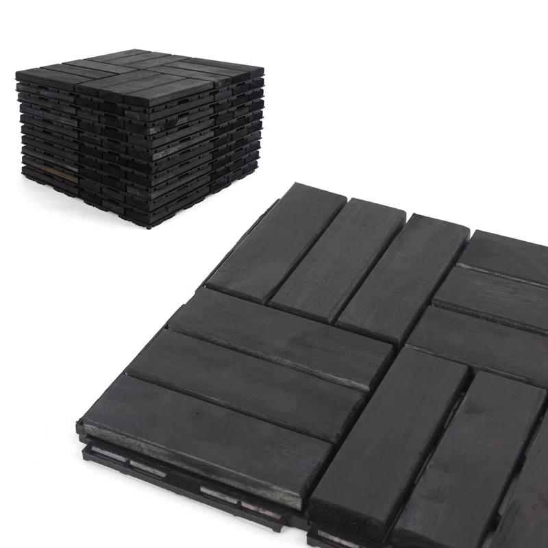 3rd Street Inn 12" x 12" Wood Interlocking Deck Tile (Set of 10)