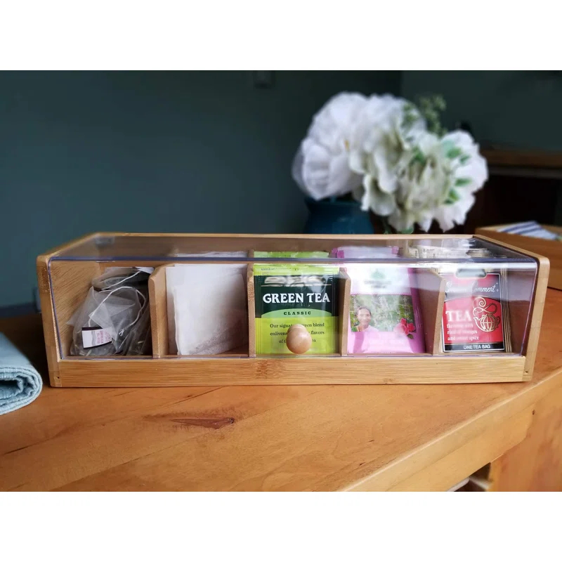 Lipper Bamboo 5-section Tea Box With Acrylic Cover