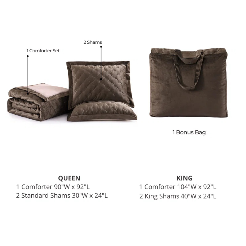 BeBeJan Bebejan 3 Piece Velvet Comforter Set