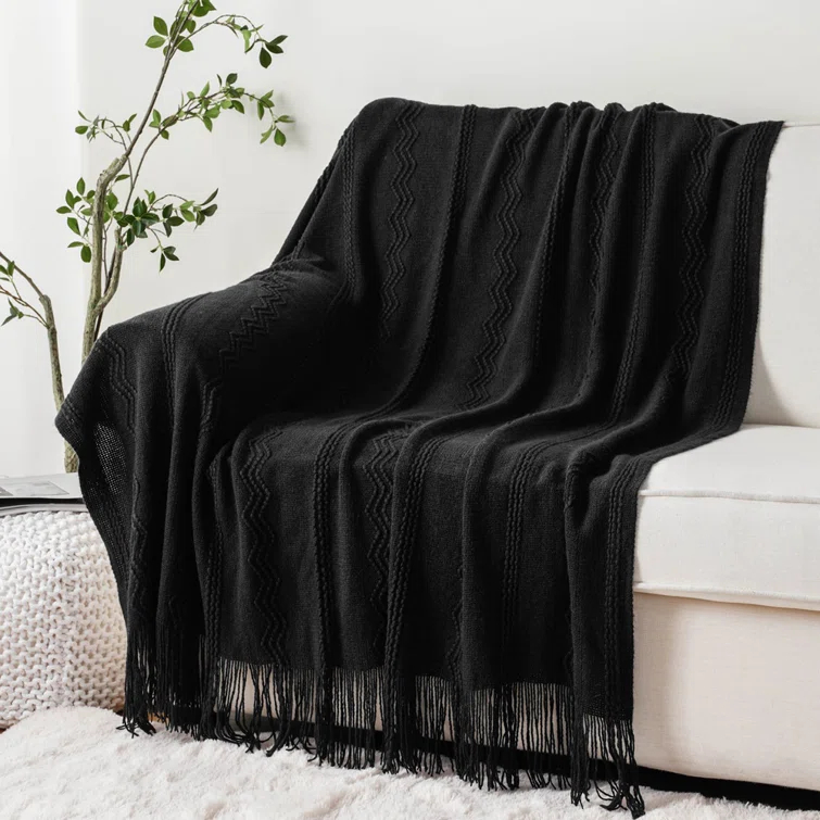 Battilo Home Throw Blanket for Couch, Textured Soft Throw Blankets, Decorative Knitted Blanket for Home Living Room Decor, 50"x60" | Wayfair