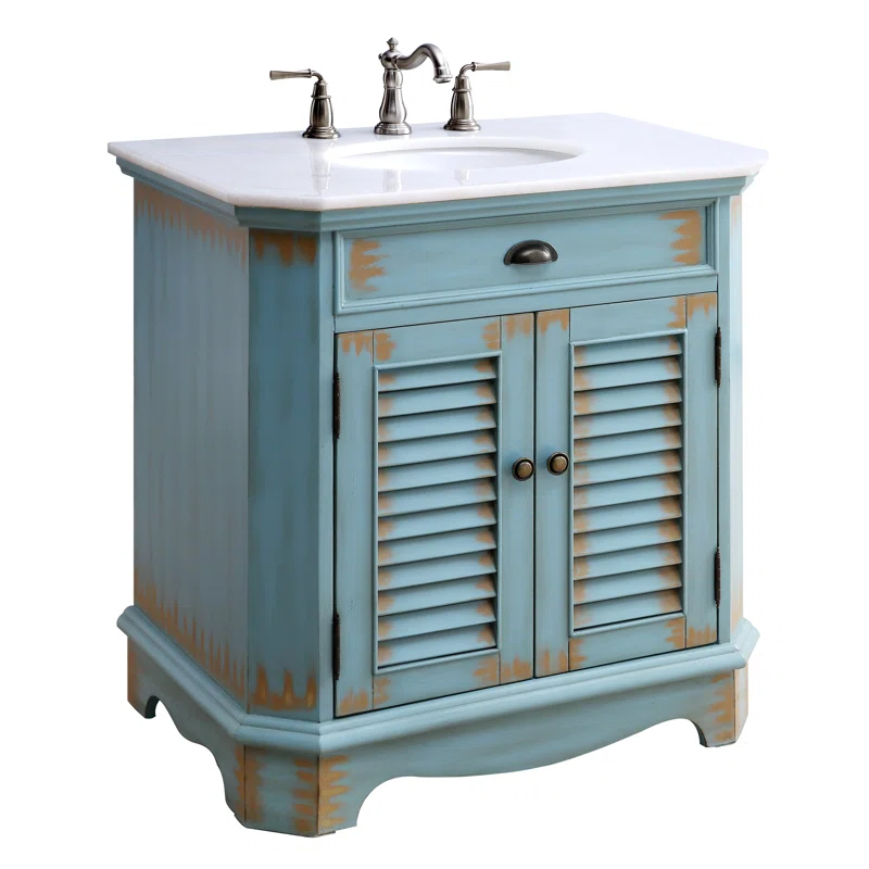 Highland Dunes Kaul 32'' Single Bathroom Vanity with Marble Top