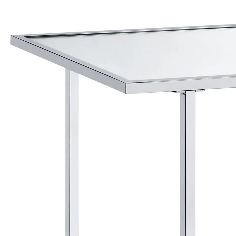 Ivy Bronx Angwin Mirrored Faux Marble & Chrome Console Table | Wayfair