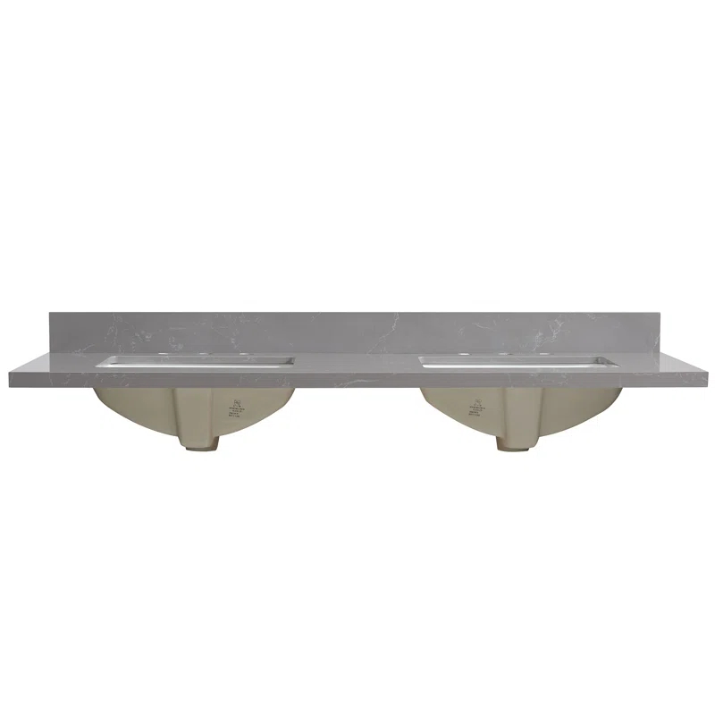 Vinnova Jaen 61'' Stone Double Bathroom Vanity Top with Sink