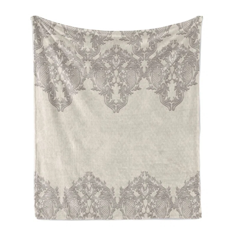 Ambesonne Ambesonne Taupe Fleece Throw Blanket Retro Delicate Lace Like Taupe