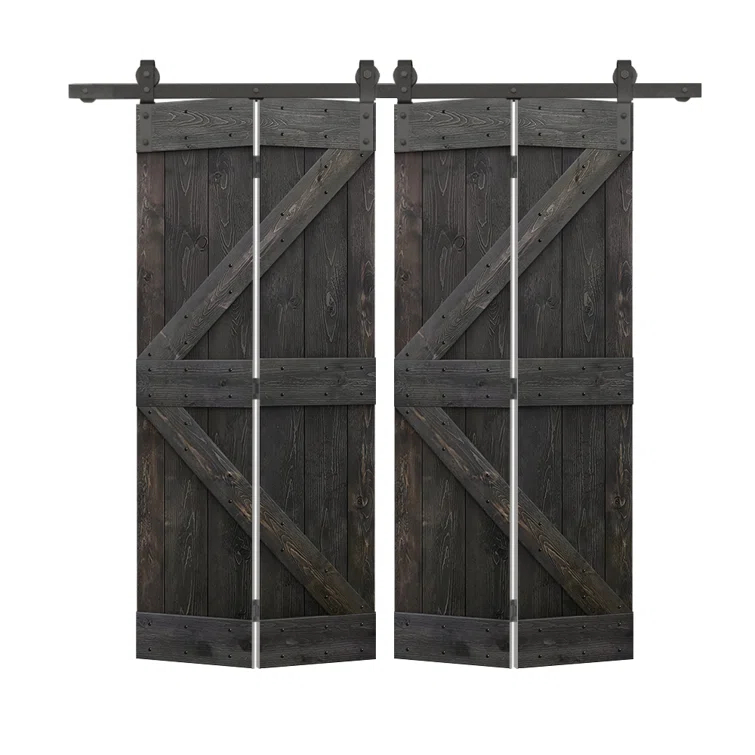 Calhome 84'' Solid Wood Barn Doors Painted without Installation Hardware Kit Barn Door