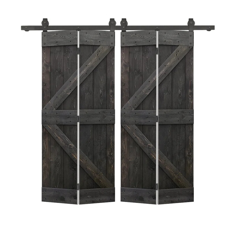 Calhome 84'' Solid Wood Barn Doors Painted without Installation Hardware Kit Barn Door