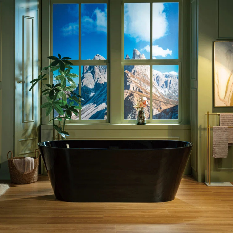 67" x 32" Freestanding Soaking Acrylic Bathtub