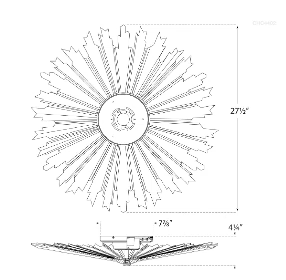 Claymore Sunburst LED Semi Flush Mount in Burnished Silver Leaf