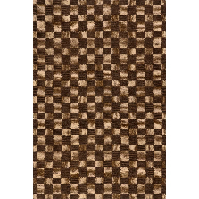 Ebern Designs Quince Checkered Wool Area Rug