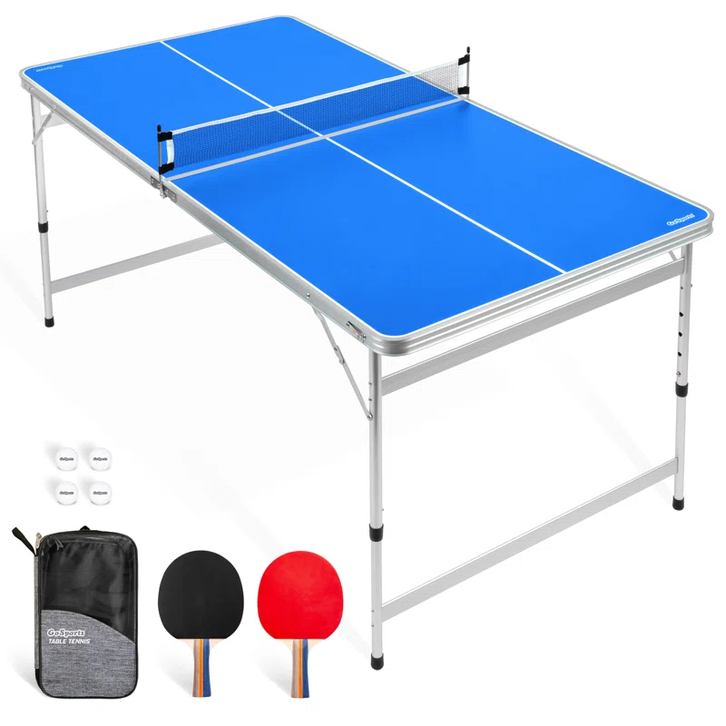 GoSports GoSports Foldable Indoor/Outdoor Table Tennis Table with Paddles and Balls - 6 x 3 ft