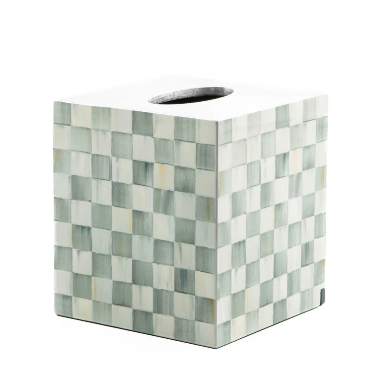 MacKenzie-Childs Sterling Check® Lacquer Boutique Tissue Box Cover