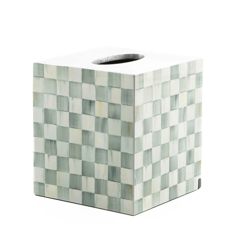 MacKenzie-Childs Sterling Check® Lacquer Boutique Tissue Box Cover