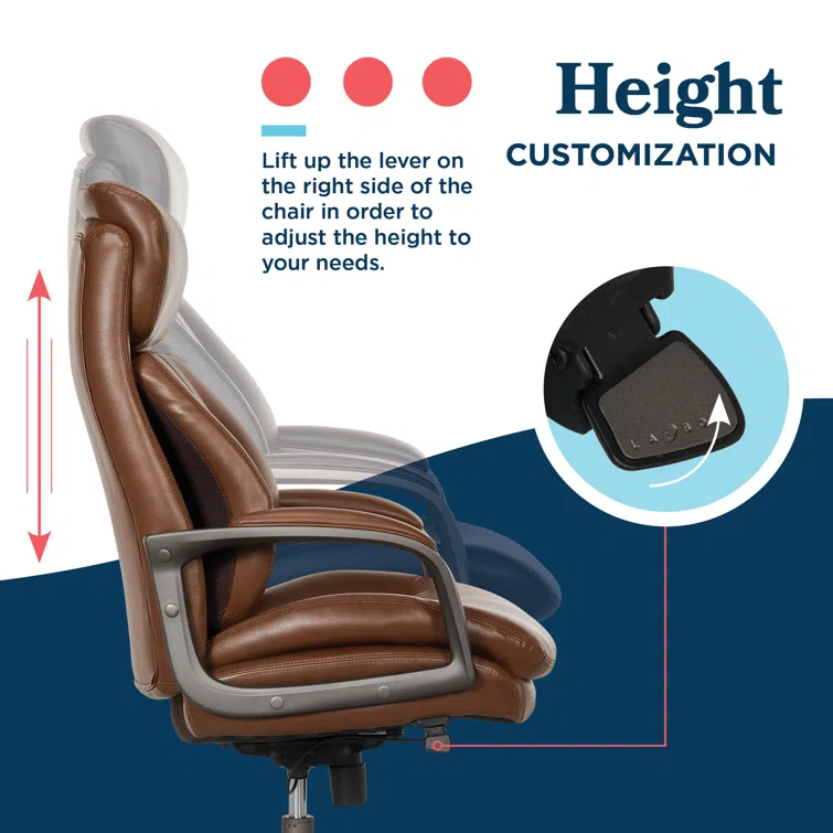 La-Z-Boy La-Z-Boy® Nova Executive Office Chair, Patented AIR Ergonomic Support Technology®, High-Back Premium Comfort & Support, Vegan PU Leather