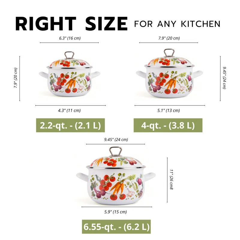 STP-Goods STP-Goods Italian Garden 2.2 Quarts Stock Pot, Soup Pot (Set of 3)