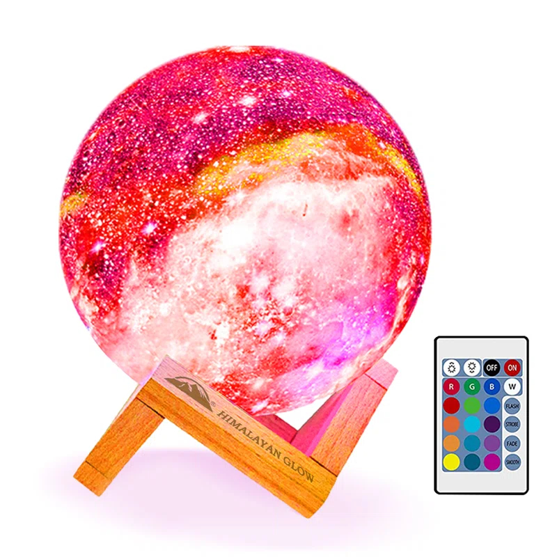 WBM LLC Himalayan Glow 3D galaxy Moon Lamp, 16 Multi-Color LEDs, Unique Idle Gift for Girls, Women