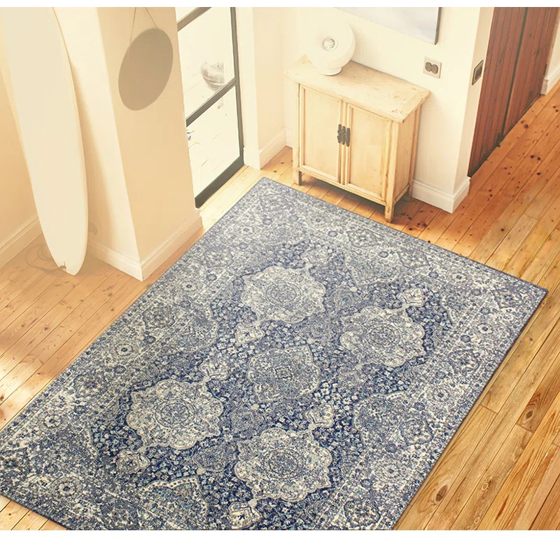 Darya Home Janay Collection Transitional Floral Area Rug Dk.Blue