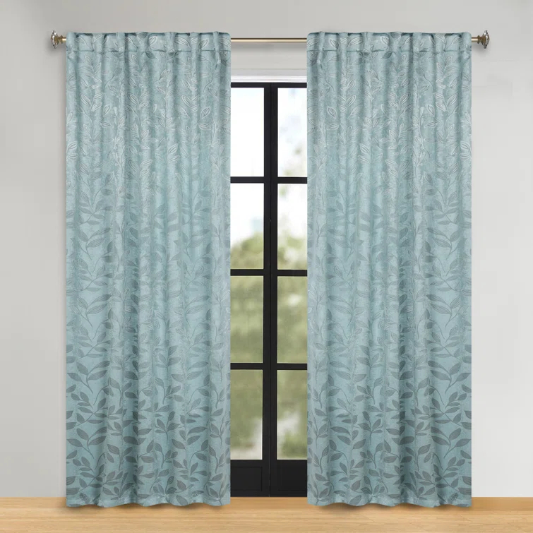 Superior Leaves Machine Washable Room Darkening Blackout Curtains With Back Tabs by Superior (Set of 2)