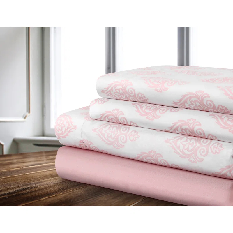 Safdie & Co. Inc. Microfiber Damask Sheet Set