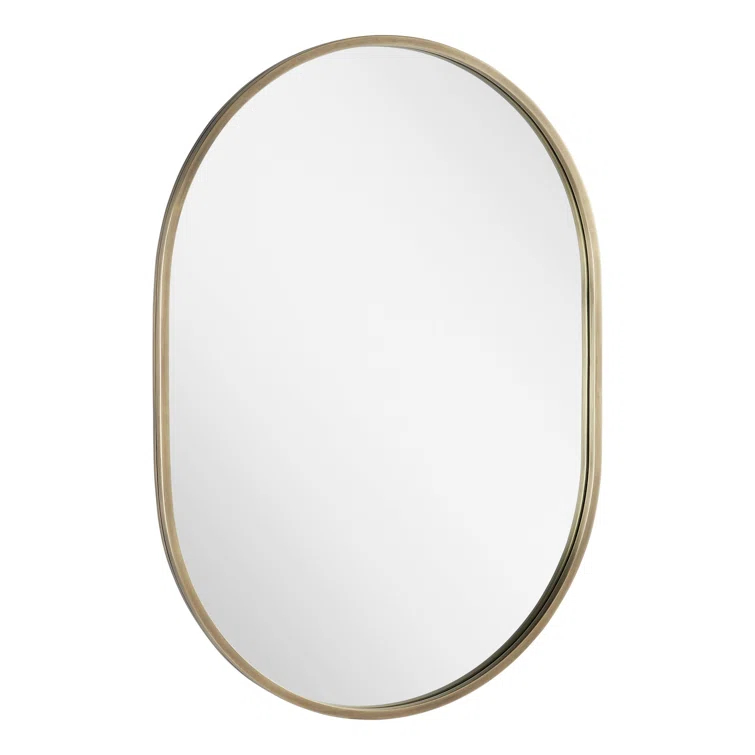 Signature Hardware Colborne 32-1/2" x 24" Modern Oval Framed Bathroom Wall Mirror
