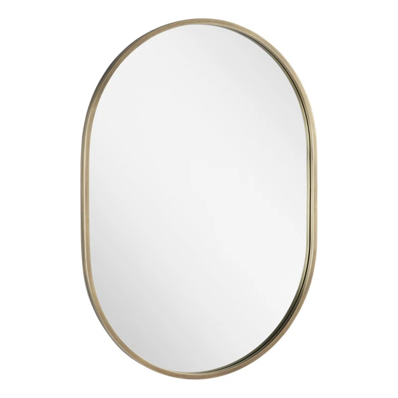 Signature Hardware Colborne 32-1/2" x 24" Modern Oval Framed Bathroom Wall Mirror