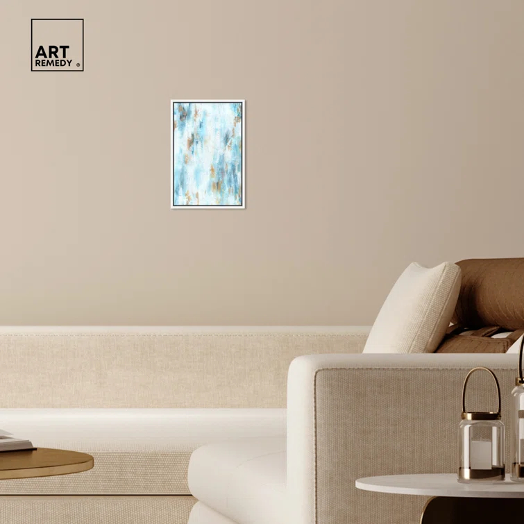 Art Remedy Art Remedy Textured Shades Framed Blue Abstract 1 Piece Canvas Wall Art 57567