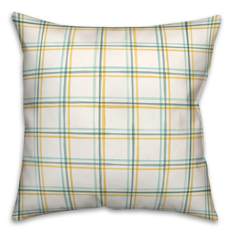Plaid Indoor/Outdoor Reversible Throw Pillow