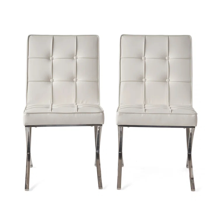 Orren Ellis Somerville 18.75'' H Tufted Faux Leather Upholstered Side Chair (Set of 2)