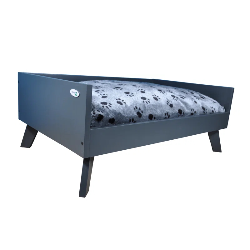 Tucker Murphy Pet™ Hanes Sassy Paws Raised Wooden Dog Sofa with Removable Cushion