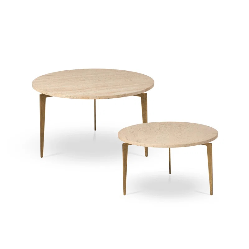 Park Hill Collection Travertine Round Nesting Coffee Table Set