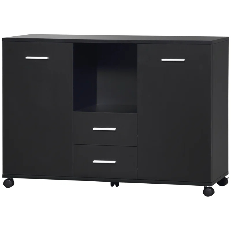 Latitude Run® Multifunction Office Filing Cabinet With 2 Drawers And 2 Shelves In Black