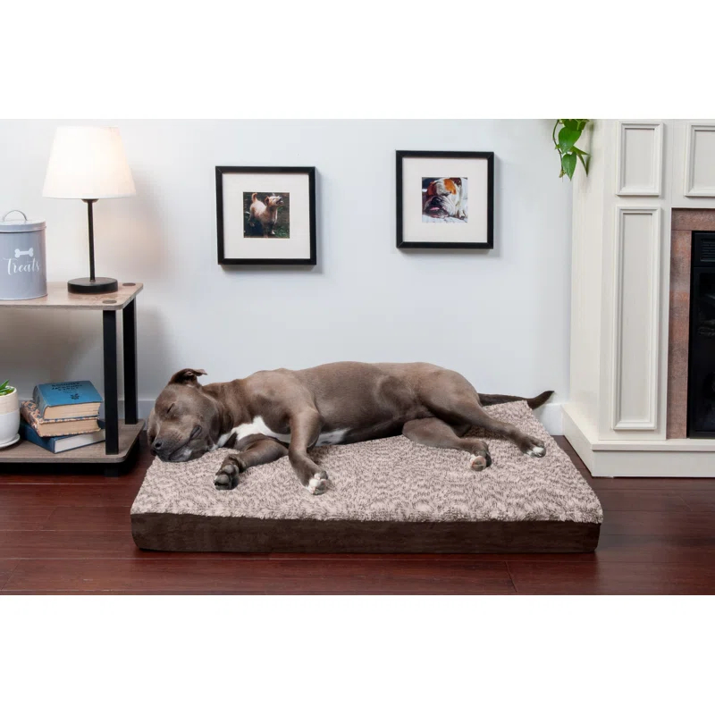 FurHaven Two-Tone Faux Fur and Suede Deluxe Orthopedic Dog Bed
