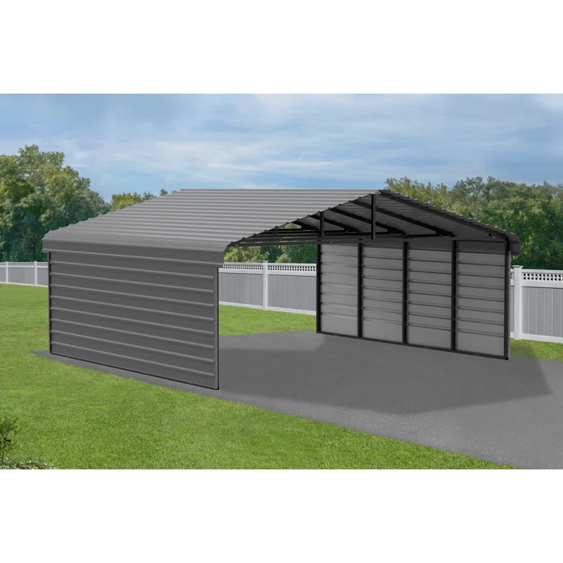 Arrow Arrow Steel Carport with 2 Side Wall Kits, 20x20x07