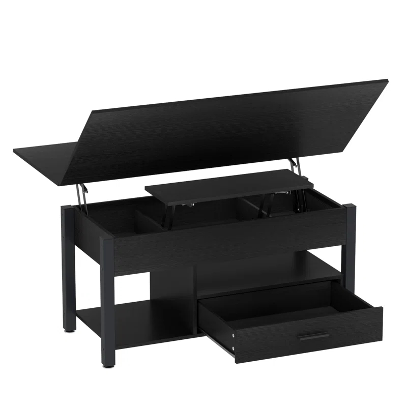 17 Stories Lift Top Coffee Table, Multi-Function Convertible Coffee Table With Storage Compartment&Drawers, Coffee Table For Living Room Converts To Dining Table, Computer Desk