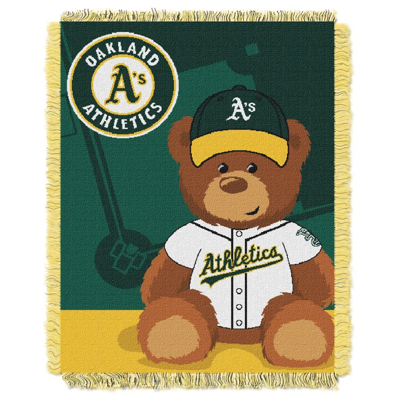 Northwest MLB Oakland Athletics Field Bear Baby Throw Blanket, Baseball Fan Decor, 36x46 Inches