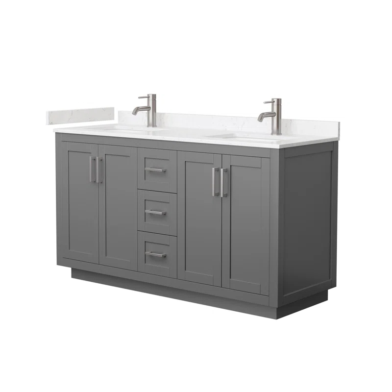 Wyndham Collection Miranda 60" Freestanding Double Bathroom Vanity with Cultured Marble Top
