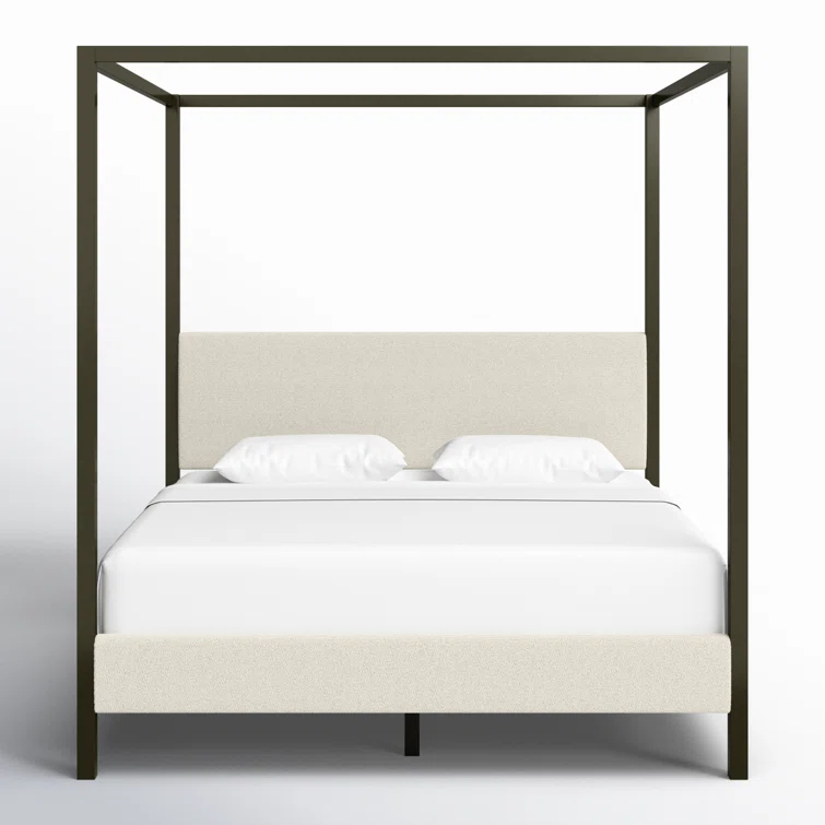 Joss & Main Sybill Vanilla Upholstered Canopy Bed