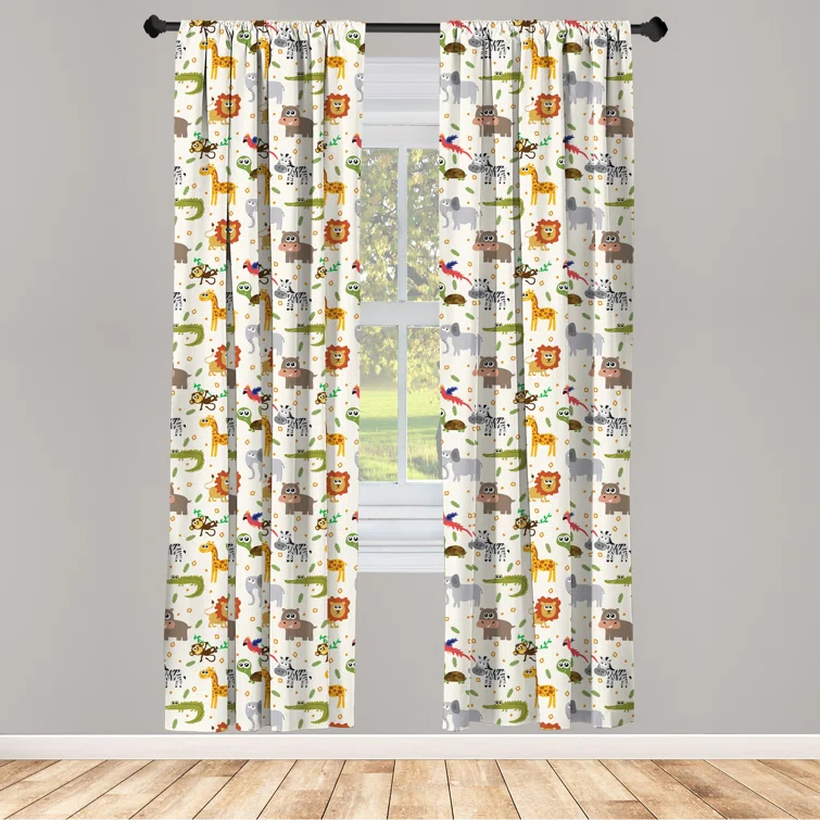 Ambesonne Semi-Sheer Rod Pocket Curtain Panels (Set of 2)