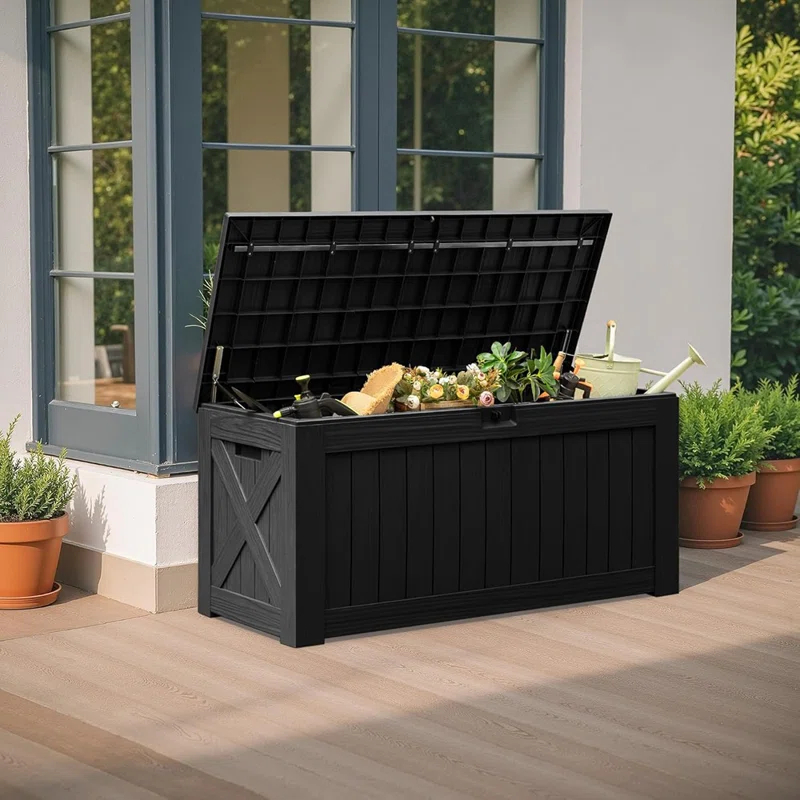 MAXAYA Resin Deck Box 120 Gallon Waterproof Large Deck Boxes P...