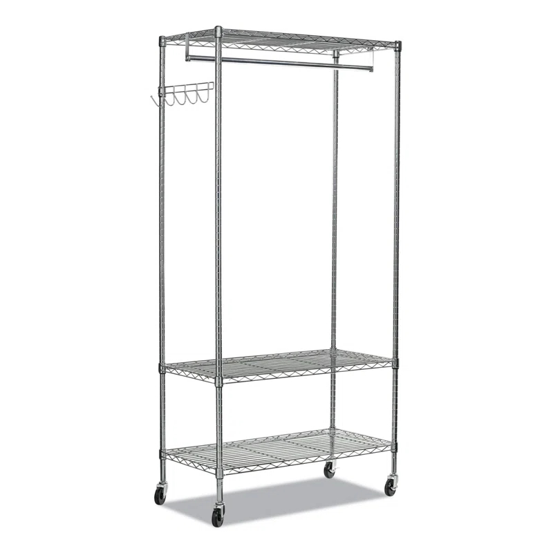 Alera® Wire Shelving Series Metal Rolling Clothing Rack
