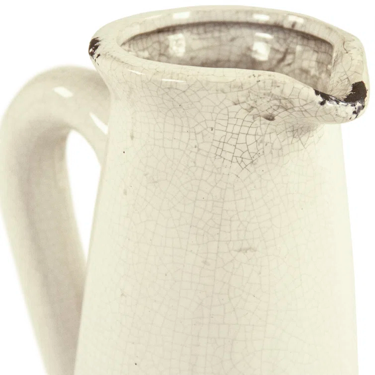 Gilded Top Ceramic Jug with Handle - Large