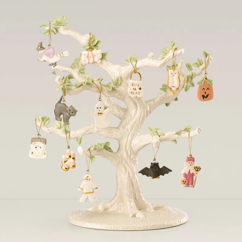Lenox ORNAMENT TREES 13 Piece Trick or Treat Ornament and Tree Set