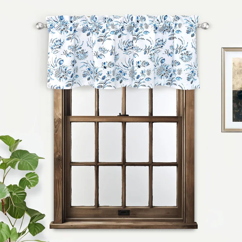 Helfer Floral Tailored 52'' W Window Valance in