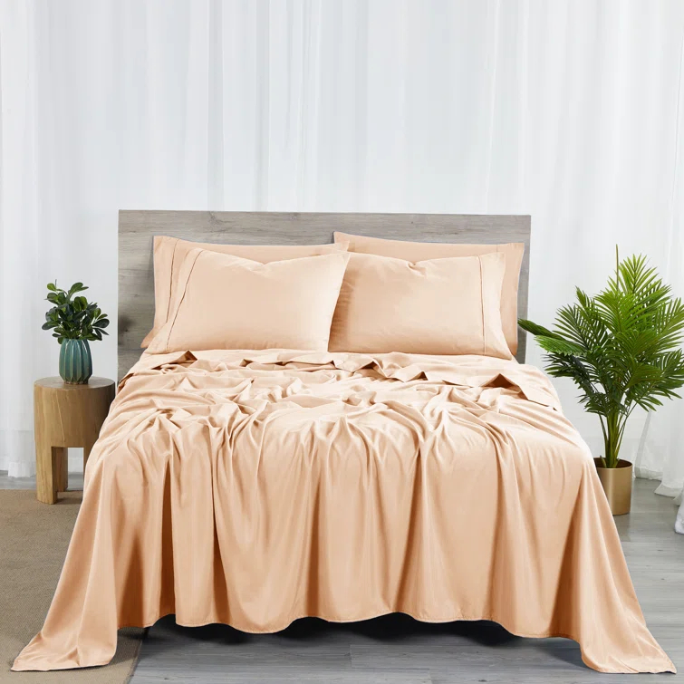 Bed Bath Fashions Bibb Home 2000 Count 6-Piece Rayon From Bamboo Sheet Set with Snug Grip