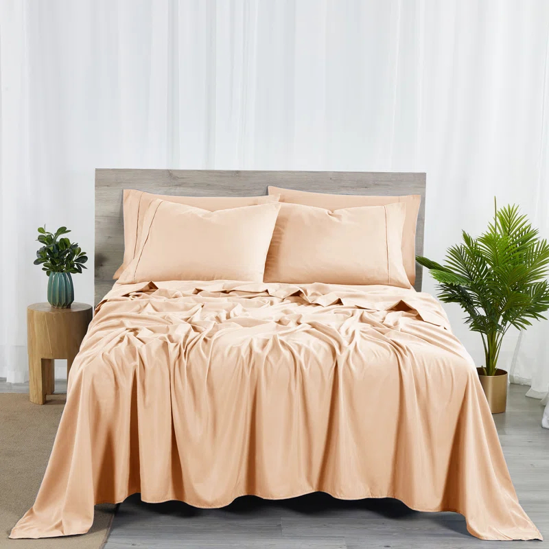Bed Bath Fashions Bibb Home 2000 Count 6-Piece Rayon From Bamboo Sheet Set with Snug Grip
