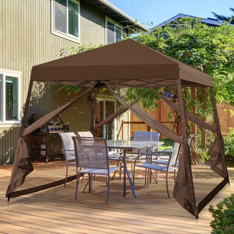 COOS BAY 10 Ft. W X 10 Ft. D Steel Pop Up Slant Leg Patio Gazebo With Netting