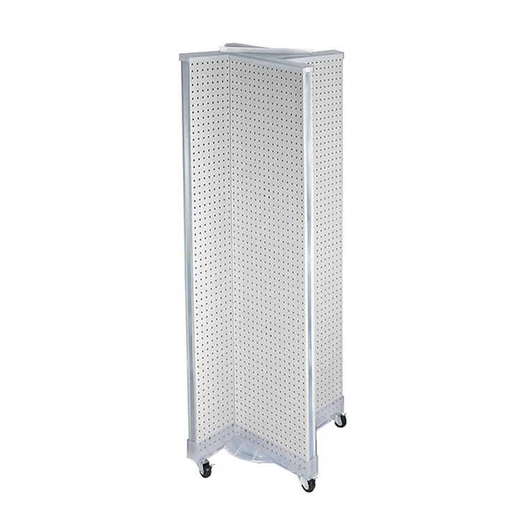 Azar Displays Four-Sided Pegboard Tower Floor Display on Wheeled Base. Panel Size: 16"W x 64.25"H