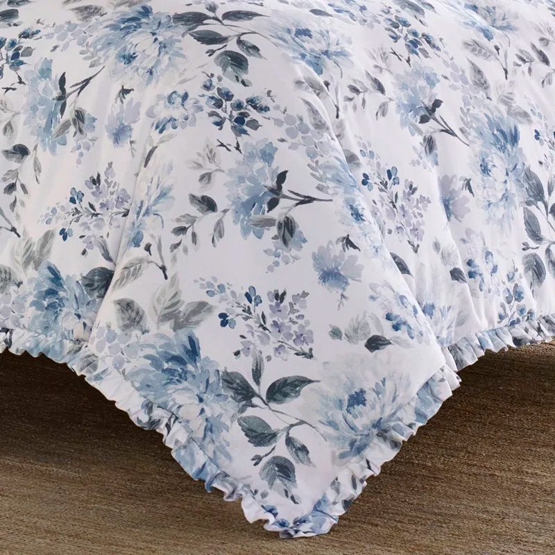 Laura Ashley Laura Ashley Chloe Blue Cotton Comforter Set