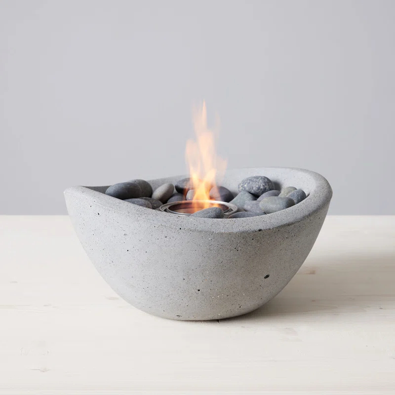 TerraFlame TerraFlame Wave Concrete Table Top Gel Fuel Fire Bowl - Indoor and Outdoor Use